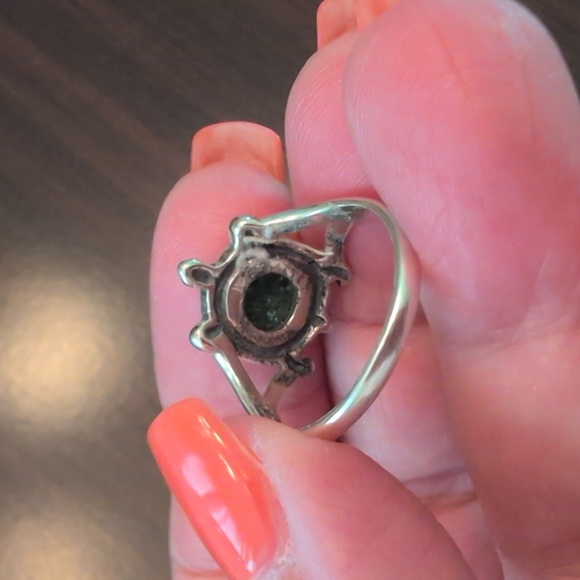 Sterling Silver Carolyn Pollack Relios Malachite Turtle Ring - Picture 6 of 9